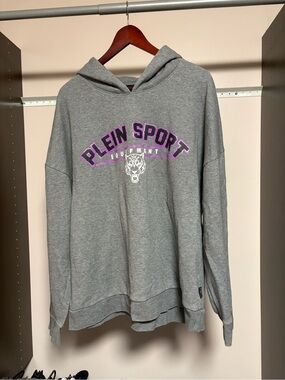 Plein Sport Heather Gray Sweatshirt with Black Label